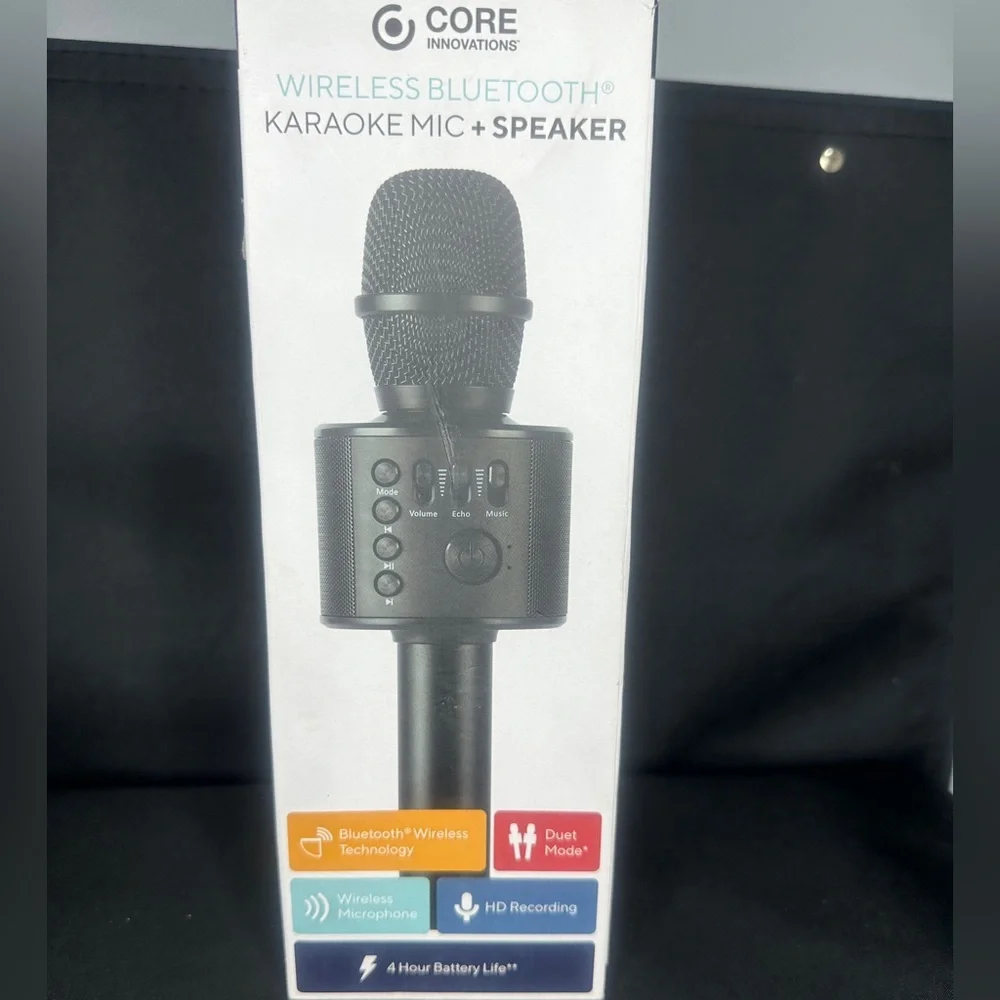 Core Innovations Black Wireless Bluetooth Karaoke Mic + Speaker